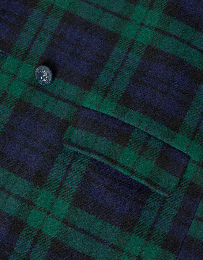 Check Print Hooded Coat, Green (GREEN), large