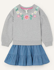 Jumper 2-in-1 Chambray Dress, Grey (GREY), large