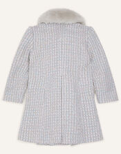 Tweed Faux Fur Collar Coat, Grey (GREY), large