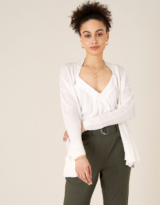 Lily Pocket Cardigan in Pure Linen Ivory | Cardigans | Monsoon UK.