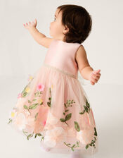 Baby Olene Floral Embroidered Tulle Dress, Pink (PALE PINK), large