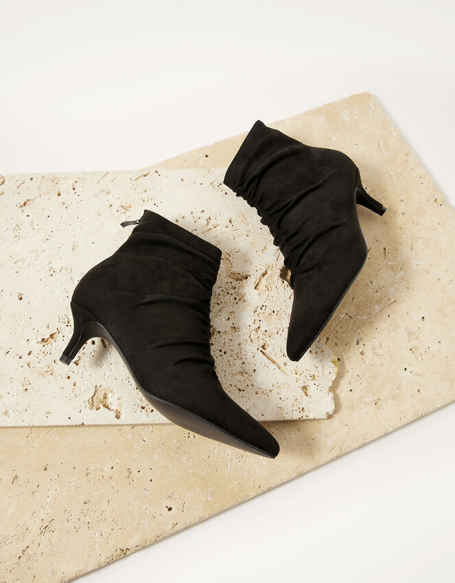 Ruched Ankle Boots, Black (BLACK), large