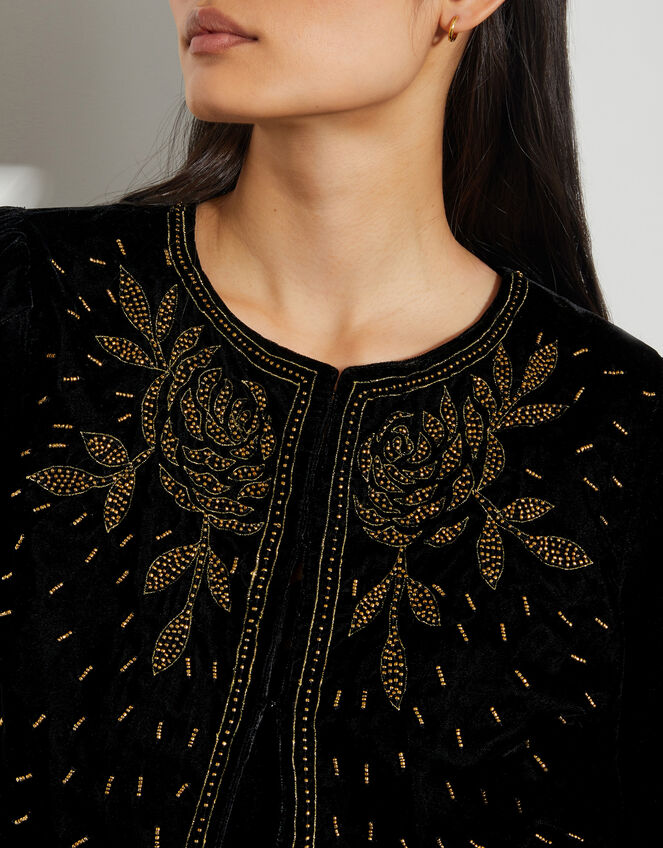 Beth Embellished Velvet Jacket, Black (BLACK), large