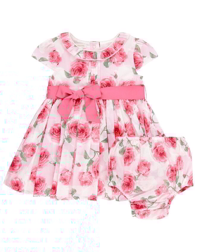 Newborn Baby Rose Print Dress, Pink (PINK), large