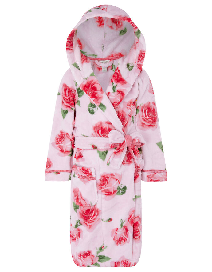 Chunky Rose Print Robe with Recycled Polyester Pink