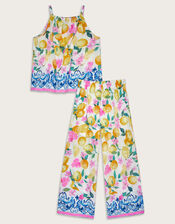 Lemon Print Cami Top and Trousers Set, Yellow (YELLOW), large