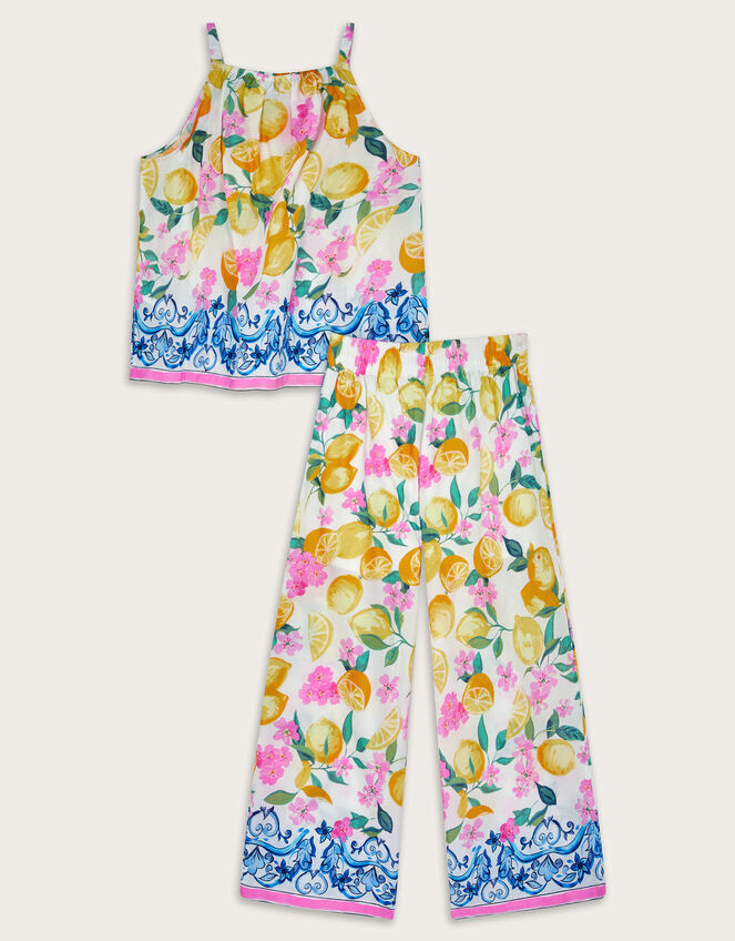 Lemon Print Cami Top and Trousers Set, Yellow (YELLOW), large