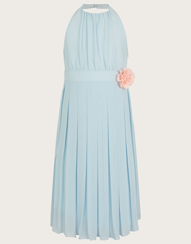 Hallie Halter Neck Chiffon Dress, Blue (BLUE), large