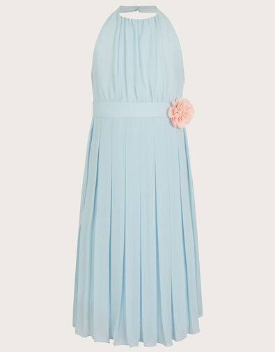 Hallie Halter Neck Chiffon Dress, Blue (BLUE), large