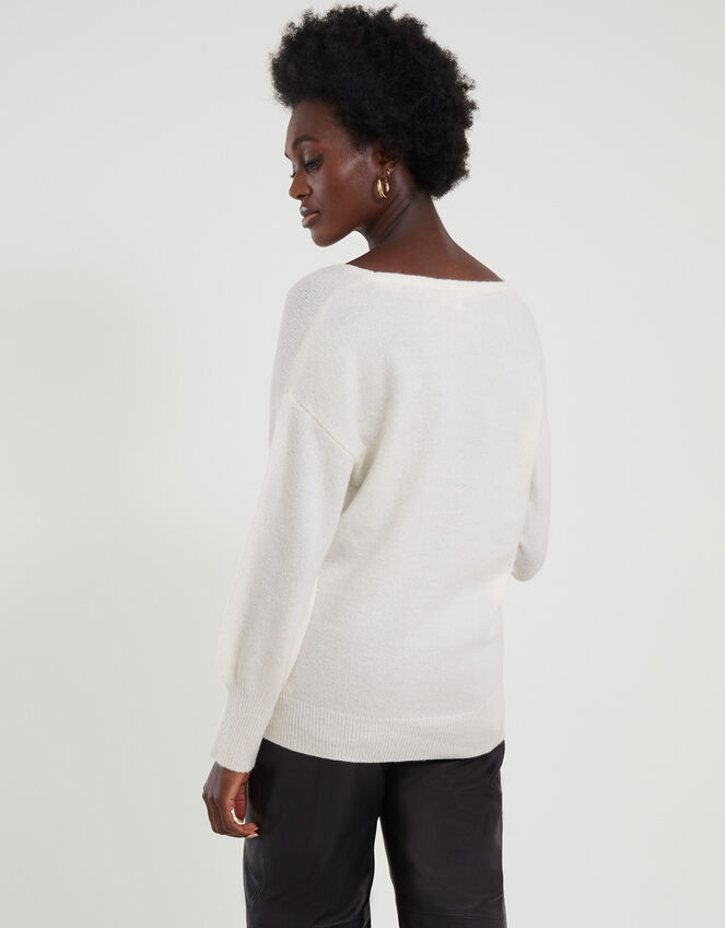 Sequin Ballet Wrap Jumper, Ivory (IVORY), large