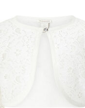 Eliona Cropped Lace Cardigan, White (WHITE), large