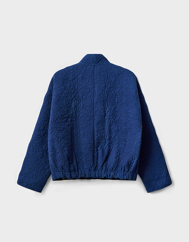 East Celine Lightly Quilted Floral Stitch Jacket, Blue (NAVY), large