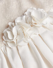 Baby Orelia Sequin Satin Dress, White (WARM IVORY), large