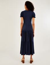 Embellished Jersey Dress with Sustainable Cotton, Blue (NAVY), large