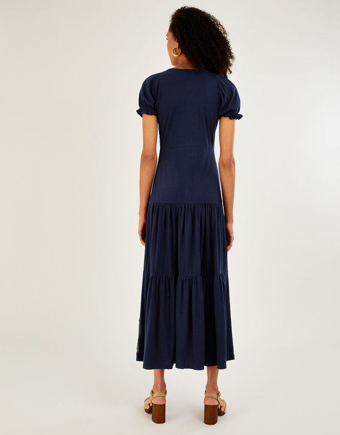 Embellished Jersey Dress with Sustainable Cotton, Blue (NAVY), large