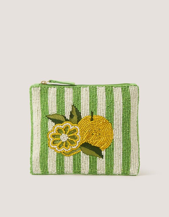 Lemon Beaded Pouch, , large