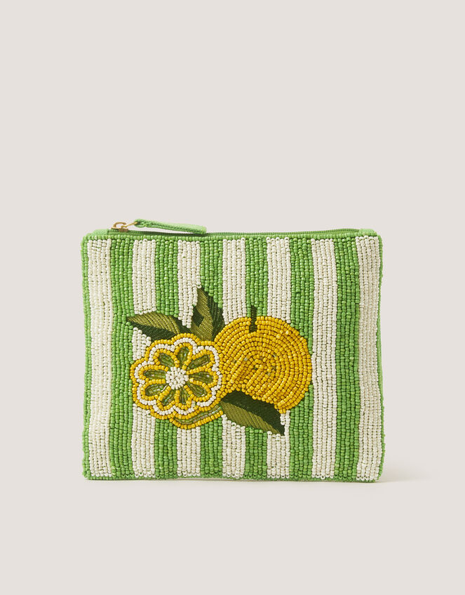 Lemon Beaded Pouch, , large