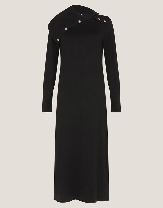 Cate Button Collar Midi Jumper Dress Black | Knit Dresses | Monsoon UK.