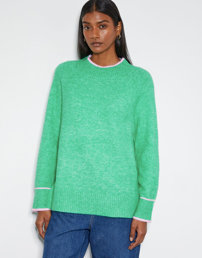 Oti Oversized Mock Neck Jumper, Green (GREEN), large