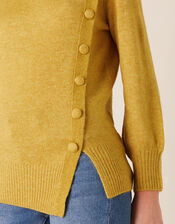 Button Side Knit Jumper, Yellow (OCHRE), large