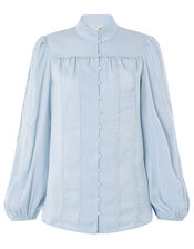 Aisha Lace Trim Blouse, Blue (BLUE), large