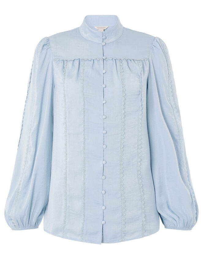 Aisha Lace Trim Blouse, Blue (BLUE), large