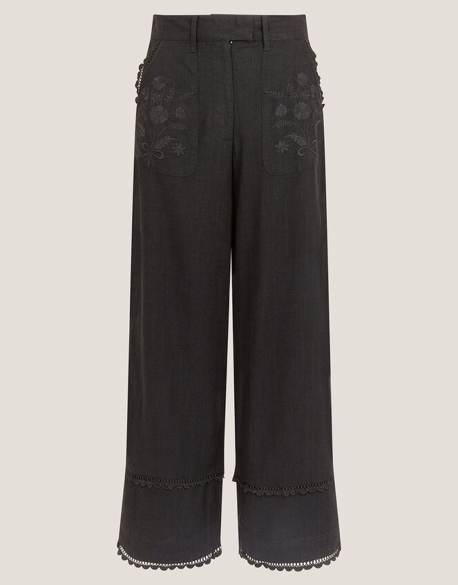 Hayley Embroidered Trousers, Black (BLACK), large