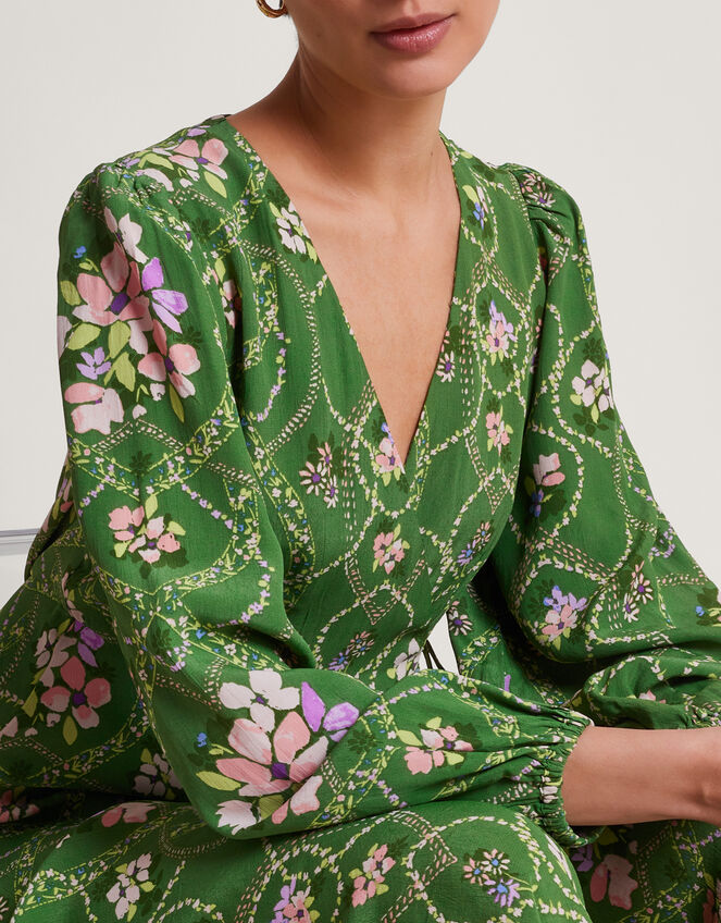 Kira Wrap Dress, Green (GREEN), large