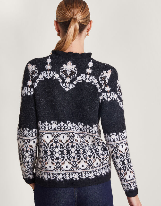 Fabe Fair Isle Jumper, Grey (CHARCOAL), large