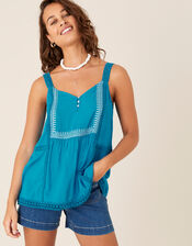 Embroidered Lace Cami, Teal (TEAL), large