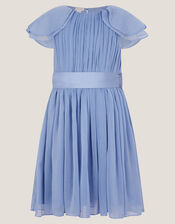 Ava Cape Sleeve Chiffon Bridesmaid Dress, Blue (BLUE), large