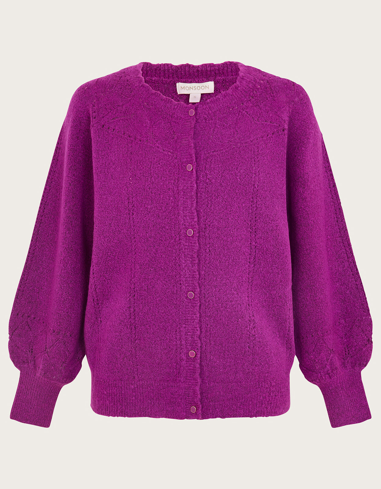 Smart Pointelle Cardigan with Recycled Polyester Cardigans Monsoon UK