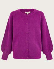 Smart Pointelle Cardigan with Recycled Polyester, VIOLET, large