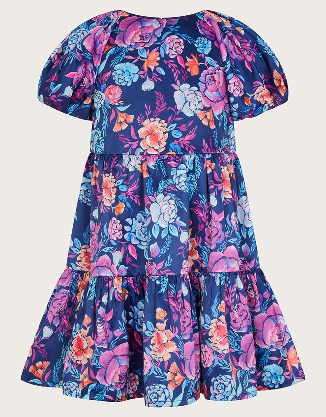 Floral Tiered Dress, Blue (NAVY), large