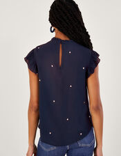 Darla Embroidered Top, Blue (NAVY), large