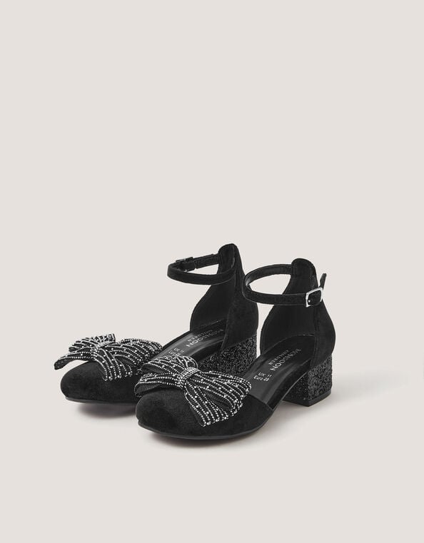Diamant&eacute; Bow Velvet Two Part Heels, Black (BLACK), large