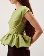 Dahlia Sleeveless Peplum Top, Green (PALE GREEN), large