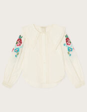 Boutique Rose Embroidered Collar Blouse, Ivory (IVORY), large