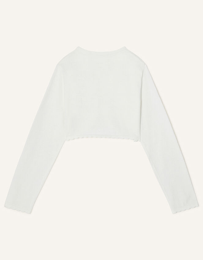 3D Flower Cropped Cardigan, Ivory (IVORY), large