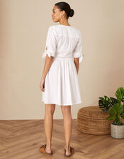 Dolly Dobby Stripe Short Dress, White (WHITE), large