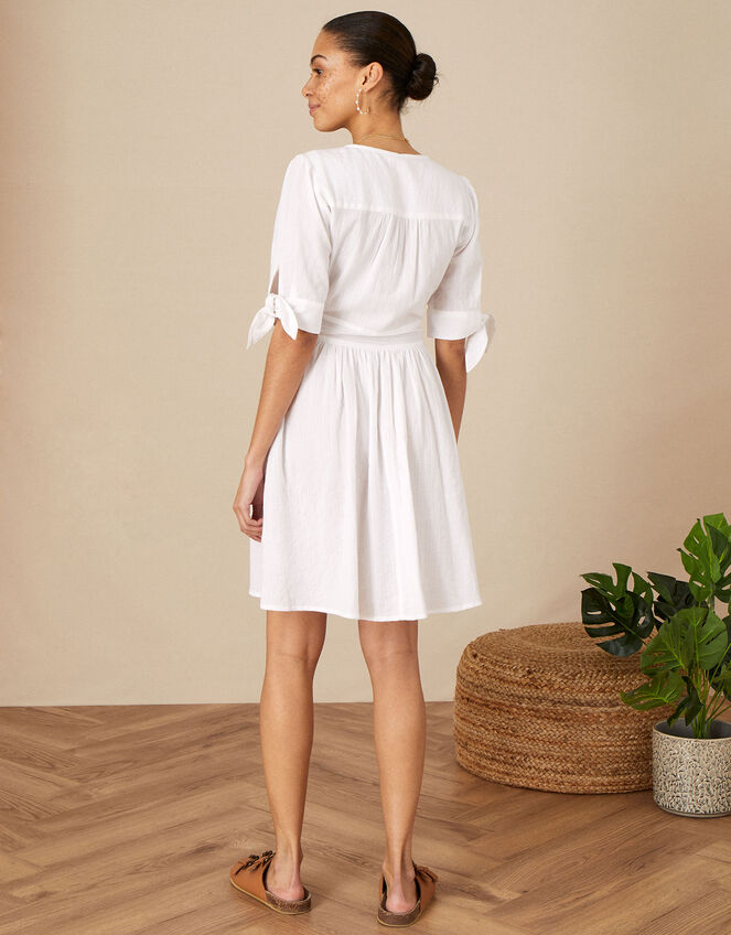 Dolly Dobby Stripe Short Dress, White (WHITE), large