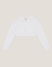 Ottilie Appliqué Rose Cardigan, White (WHITE), large