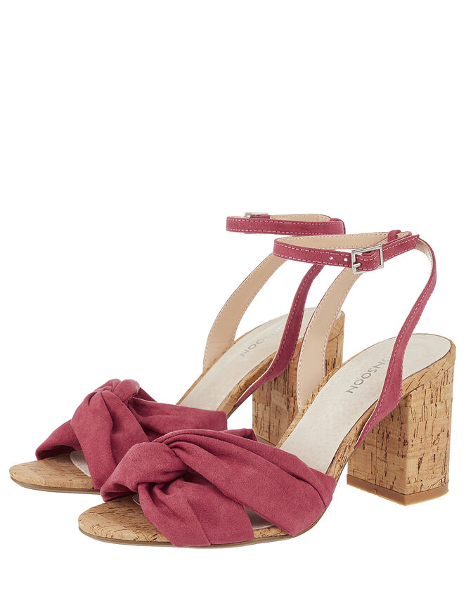 Tandy Twist Heeled Sandals, Red (BERRY), large