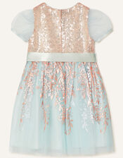 Baby Sequin Foil Dress , Teal (DUCK EGG), large