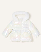 Baby Heart Pocket Holographic Coat, Ivory (IVORY), large