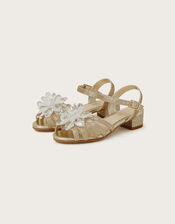 Julie Jewel Glitter Heeled Sandals, Gold (GOLD), large