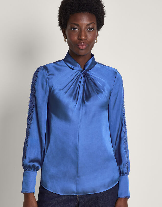 Pelia Twist Blouse, Blue (BLUE), large