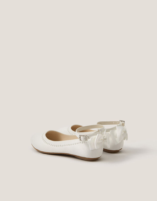 Sara Pearly Bow Ballet Flats, Ivory (IVORY), large