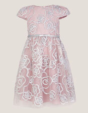 Rose Tinsel Party Dress, Pink (PINK), large