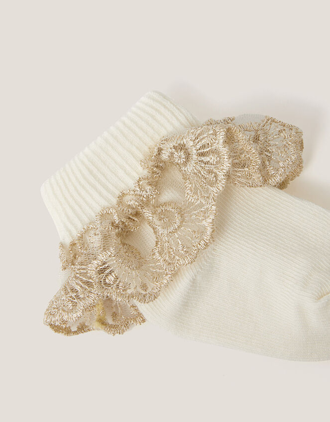 Baby Sparkle Lace Socks, Ivory (IVORY), large